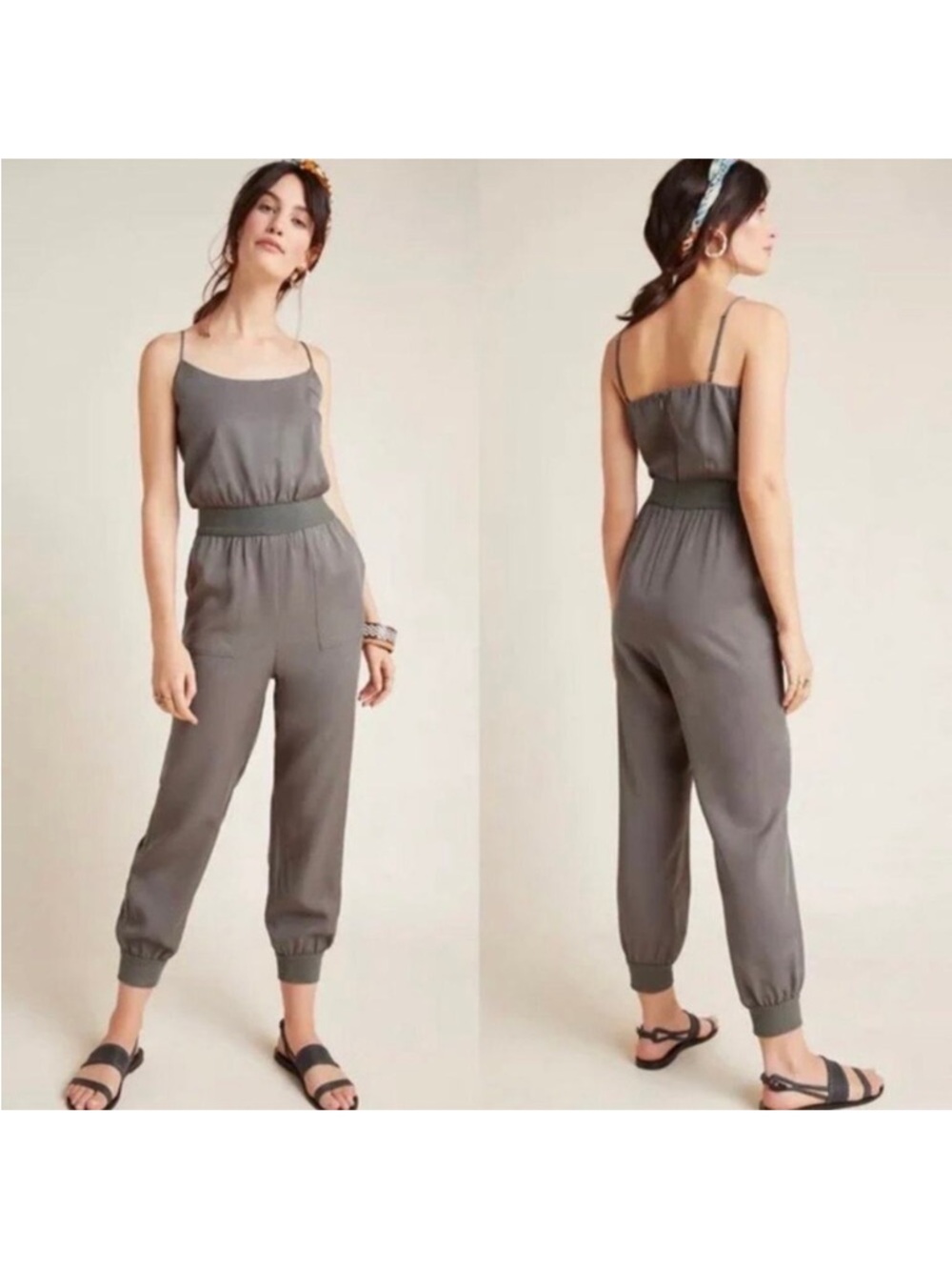 Anthropologie Nisa Jumpsuit Romper Olive Green